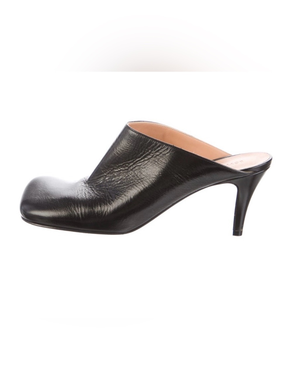 Bottega Veneta Black Leather Slip-On Mule Heels